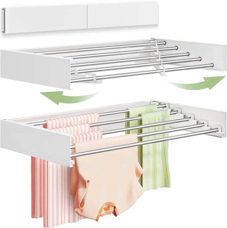 Vikaqi Wall Mounted Clothes Drying Rack 32", Foldable Wall Laundry Rack — laundry sweater stone for wool wash eucalan