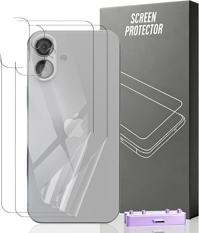 2 Pack for iphone 16 Plus Back Screen Protector Flexible Film Not Tempered Glass, Self-Healing, Anti Scratch HD Clear