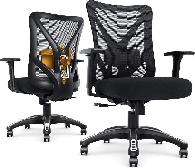 Ergonomic Office Chair, Mesh Computer Desk Chairs with BIFMA X5.1 Certified, Adjustable Lumbar Support, 3D Arm, Tilt