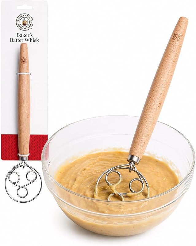 King Arthur Baking Company Baker’s Batter Whisk, Triple-Loop, 18/8 Stainless Steel, For Gently Mixing Batters, Quick