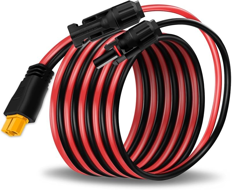 Solar Panel Cable for Ecoflow Anker SOLIX 12AWG, 10FT/3M Compatible with MC-4 to XT60 Plug Solar Panel Connector