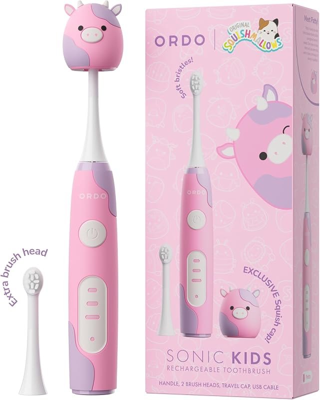 ORDO Squishmallows Electric Toothbrush, Sonic Toothbrushes for Kids, Rechargeable, 3 Brushing Modes, Over 5 Weeks