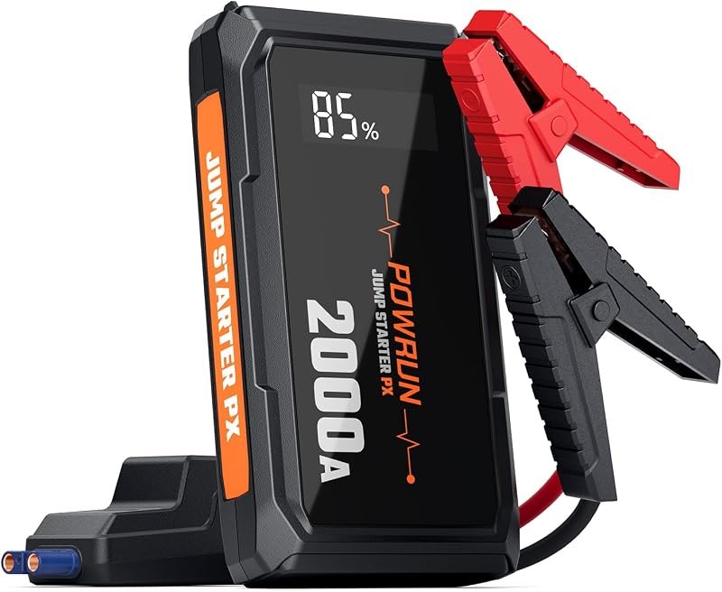 Powrun P-X Jump Starter, 2000A Portable Jump Box - Car Jump Starter Battery Pack for up to 6.0L Gas and 5.0L Diesel