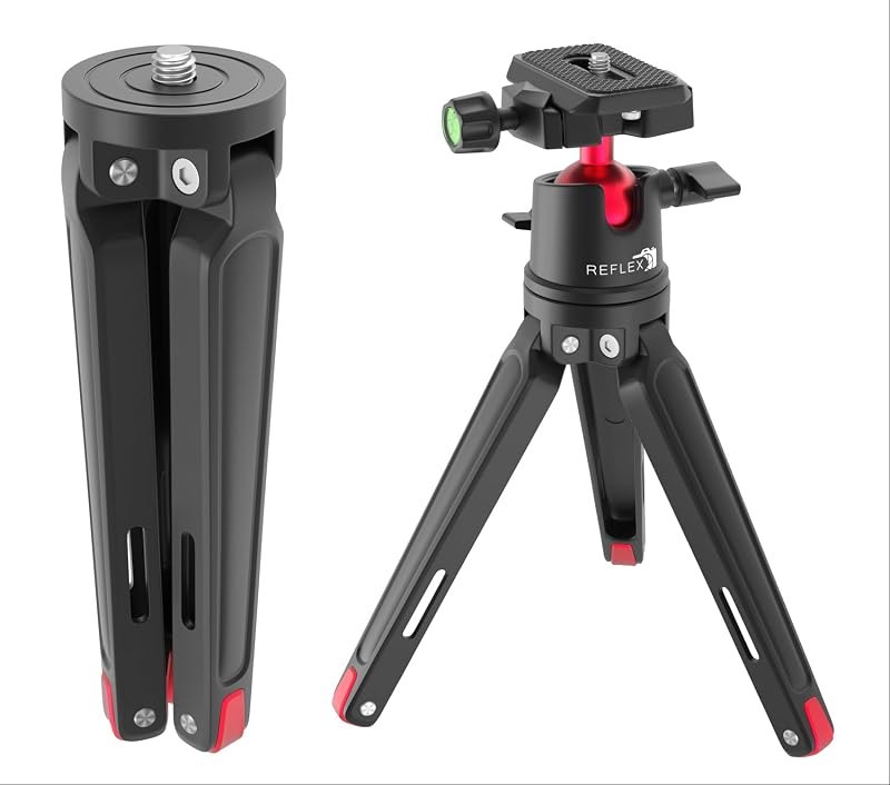 REFLEX CAMERA Metal 9" Mini Tripod Desktop Tripod with 360° Ball Head and 1/4"-20 Screw for DSLR Cameras, Smartphone