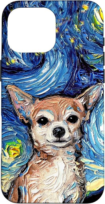 Tan Short Hair Chihuahua Starry Night Artwork Dog Lover Gift Case for iPhone 16 Pro Max — case for iphone pro