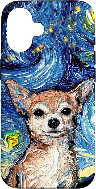 Tan Short Hair Chihuahua Starry Night Artwork Dog Lover Gift Case for iPhone 16 — case for iphone case