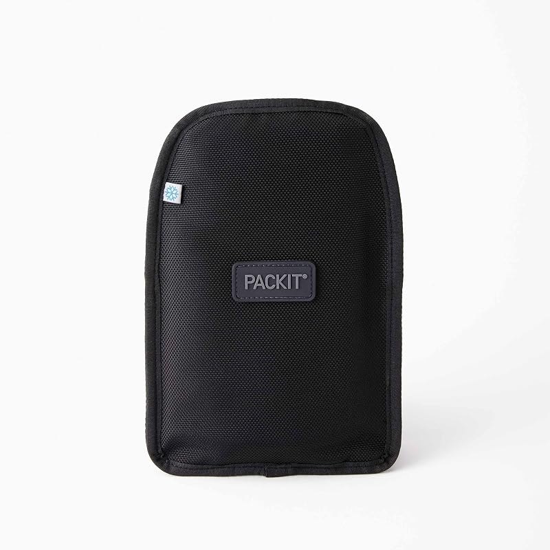PackIt Freezable Wine Cooler, Black, with a Seatbelt Webbing Handle Strap, ECOFREEZE+ Technology: Triple Layered