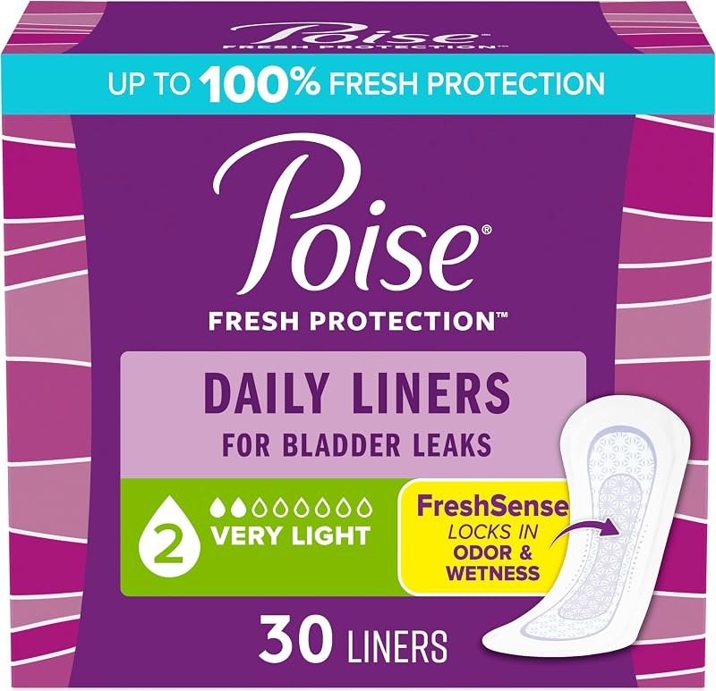 Daily Liners, Incontinence Panty Liners for Bladder Leaks, 2 Drop Very Light Absorbency, Regular Length, 30 Count of