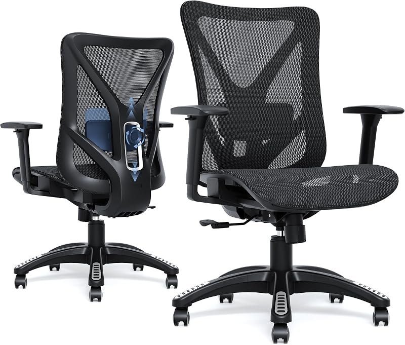 Ergonomic Office Chair, Mesh Computer Desk Chairs with BIFMA X5.1 Certified, Adjustable Lumbar Support, 3D Arm, Tilt