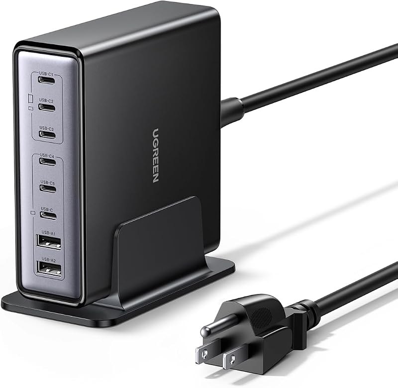 UGREEN Nexode 200W GaN USB C Charging Station, 8-Port Desktop Charger with PD 100W for MacBook Pro 16"/Air, Dell XPS