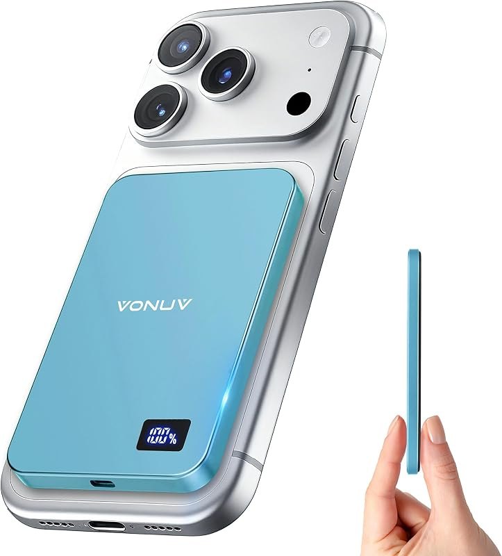 Magnetic Portable Charger 5000mAh, 15W Ultra Slim Wireless Portable Charger, Fast Charging for iPhone