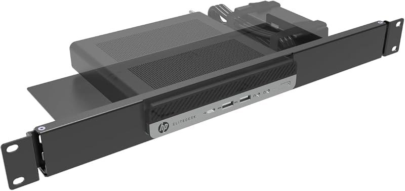 1U Hinged Mini Rack Mount for HP Mini PC in 19" Rack Cabinet — best mini wall mount for mini wall mount