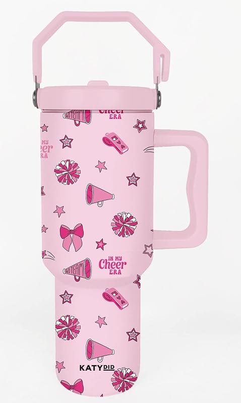 KATYDID 38oz Stainless Steel Tumbler with Handle and Straw - Dishwasher Safe Insulated Tumbler for All-Day Hot or Cold