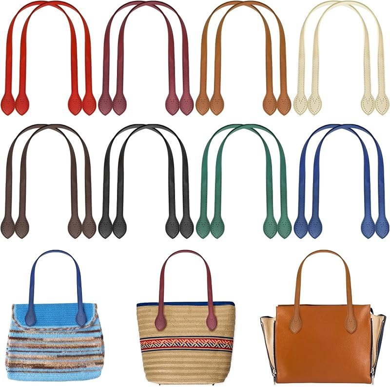 16 Pack 23 Inch PU Leather Purse Straps, 8 Colors Sewing on Shoulder Bag Strap Handle Replacement for DIY Crocheted