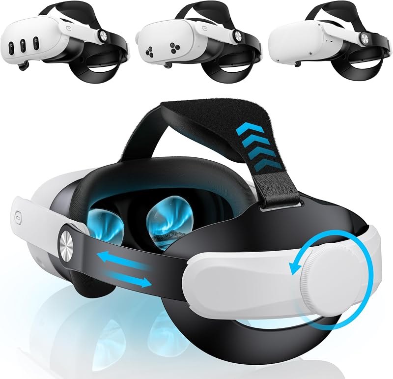 Kawaye for Meta Quest 3S/Quest 2/Quest 3 Head Strap, Adjustable Halo Strap Replacement for Elite Strap, VR Headset