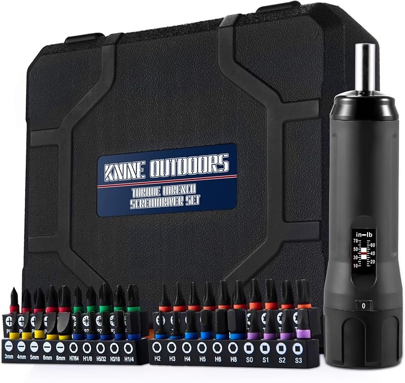KNINE OUTDOORS Torque Screwdriver Wrench Driver Set 10-70 Inch Pounds lbs for Maintenance with T-bar Handle, 40 Hex