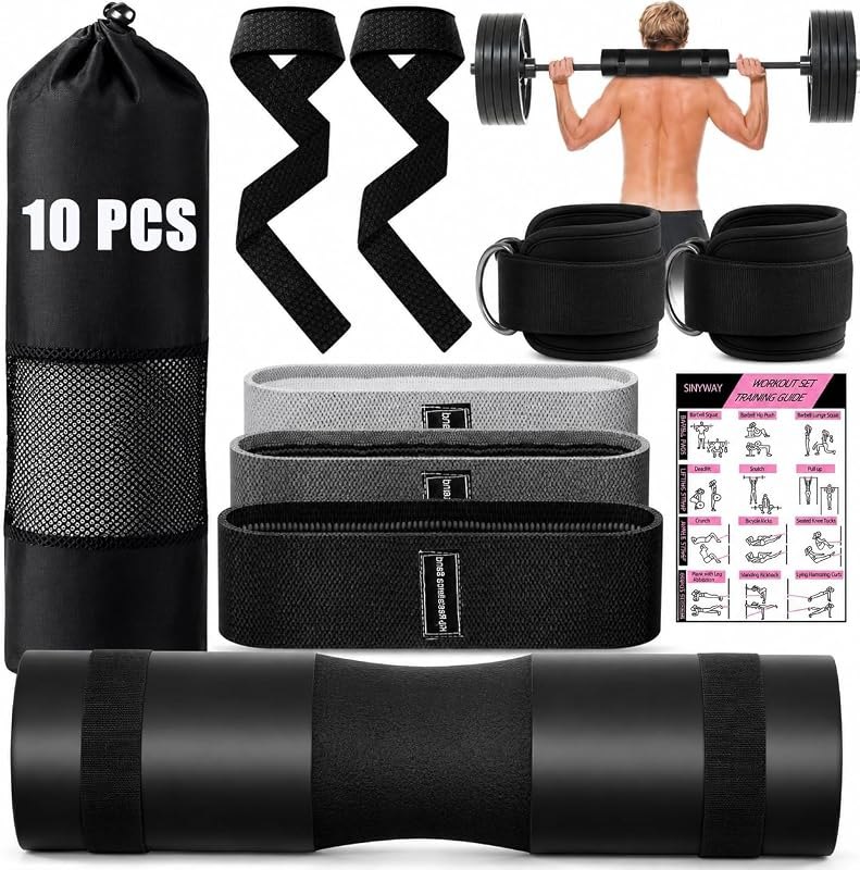SINYWAY 10 PCS Barbell Pad Set for Squat,Hip Thrust Pad Workout Foam — Mats, bands, and home workout gear w for mats