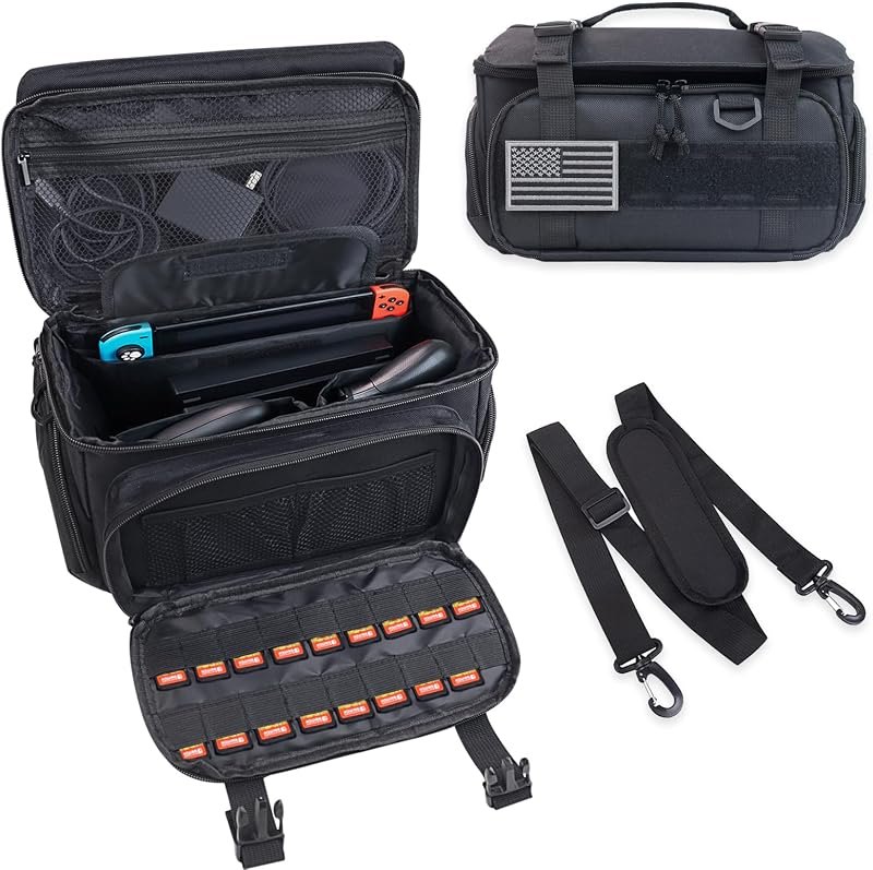 ALSLEA Tactical Travel Gaming Bag Compatible with Nintendo Switch/ Switch 2 All in One Carrying Case for Steam Deck