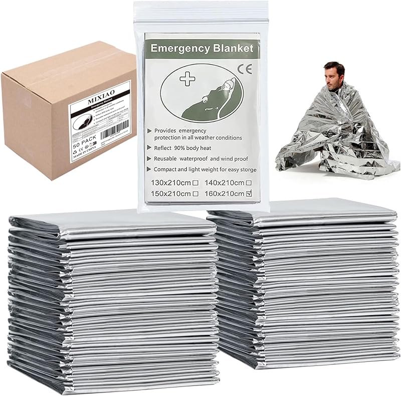 Emergency Myla Thermal Blanket Space Blanket Foil Blanket Pack of 50 — emergency mylar blanket for emergency mylar