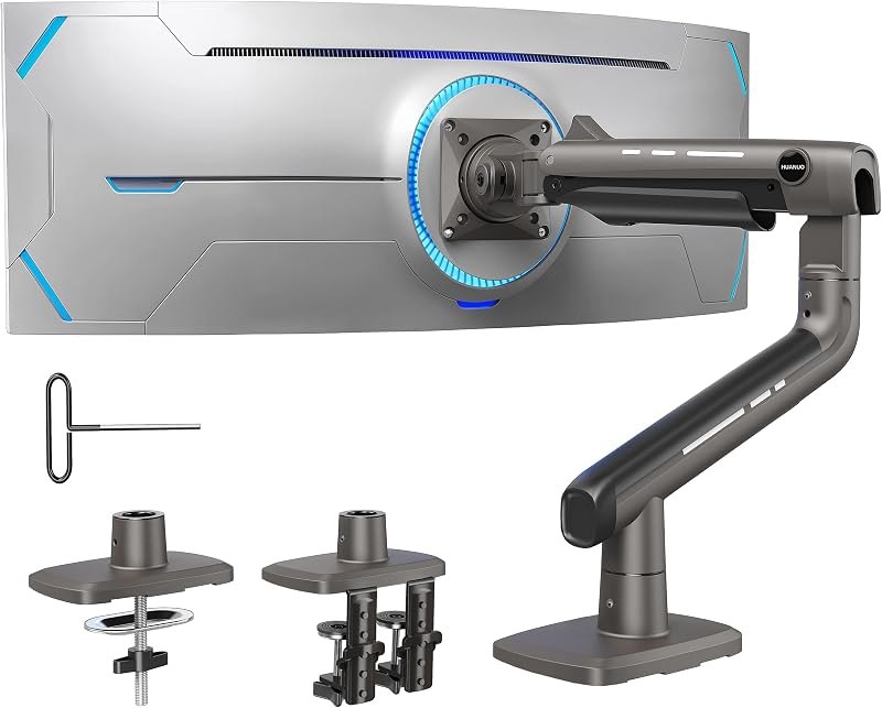 HUANUO TitanLift Heavy Duty Monitor Arm for Screens up to 49", Holds 44 lbs, Aluminum Ultrawide Screen Monitor Mount