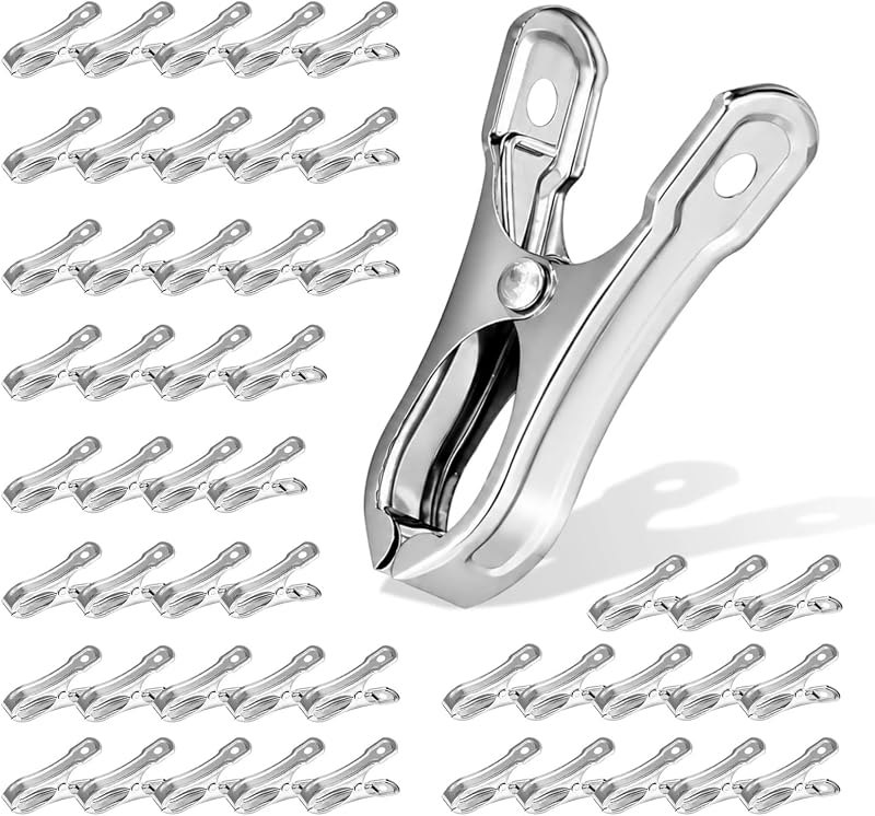 50PCS Garden Clips, Stainless Steel Greenhouse Clamps, Strong Grip Greenhouse Clips, Metal Clips for Netting, Shade