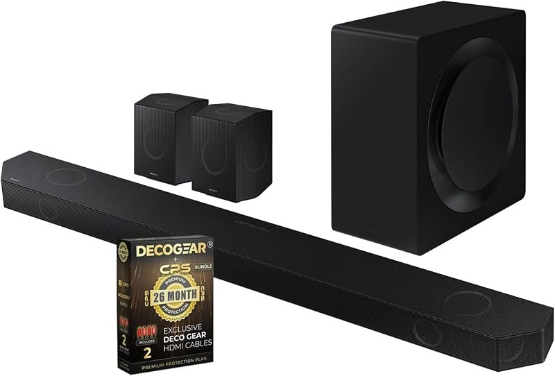 HW-Q990D 11.1.4ch Soundbar w/Rear Speaker, Wireless Dolby Atmos Audio (2024) + 2X 4K HDMI 2.0 Cable w/Pure Copper