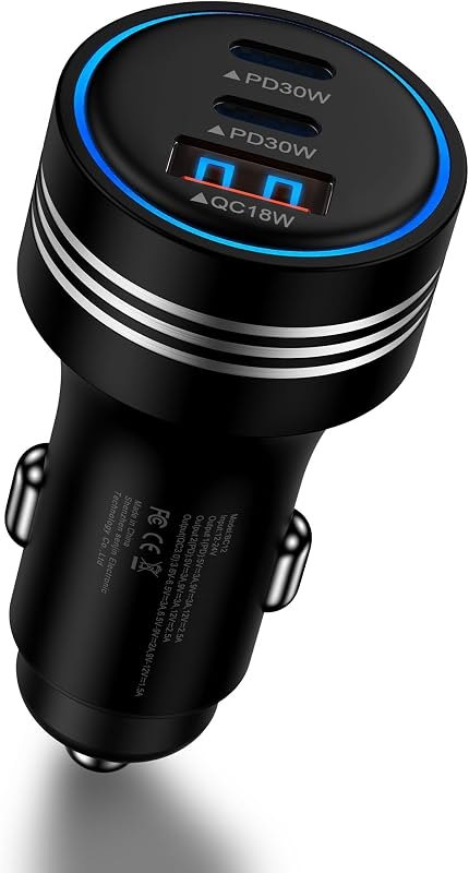 iPhone 18 Pro Car Charger Fast Charging, 78W 3-Port Super Fast Car Charger — car charger for google pixel charger