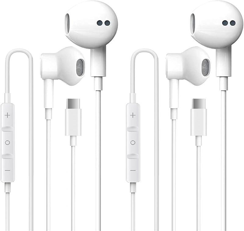 2 Pack USB C Headphones for iPhone 17 with Microphone & Remote Control — Earbuds, headphones, and speakers wo for