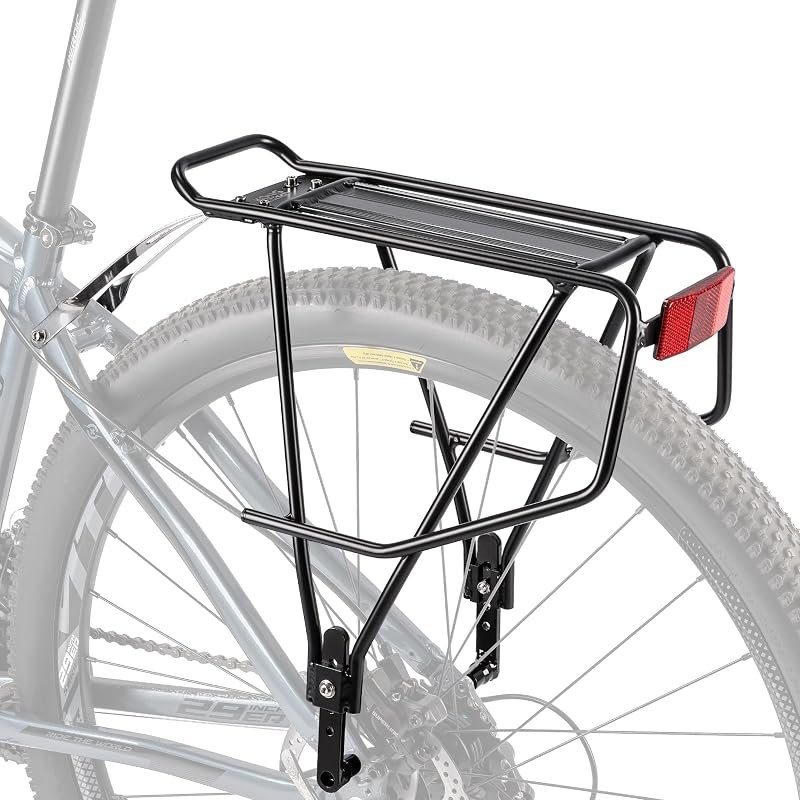 Rear Bike Rack - Bike Cargo Rack for Disc Brake/Non-Disc Brake Mount - Large Capacity Bicycle Pannier Rack, Height