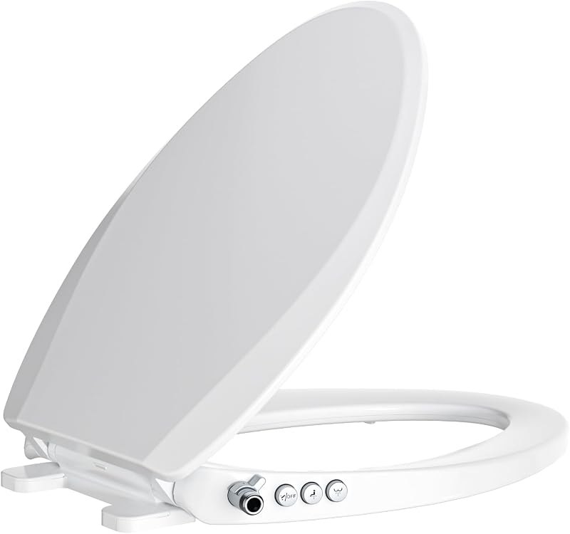 Clirass Bidet Toilet Seat, Soft Close Elongated Toilet Seat, Button control Feminine/Posterior Wash Switch, Knob