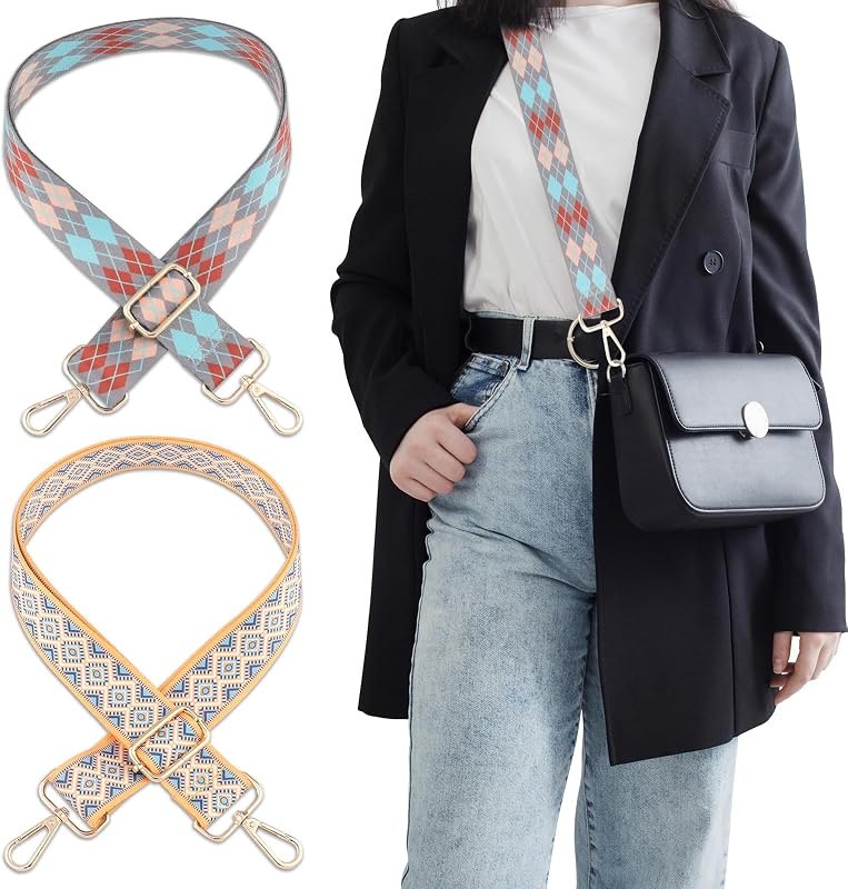 ARPOVIST 2 PCS Purse Strap,1.5" Wide Shoulder Strap Adjustable Replacement,Replacement Crossbody,Retro Multi pattern