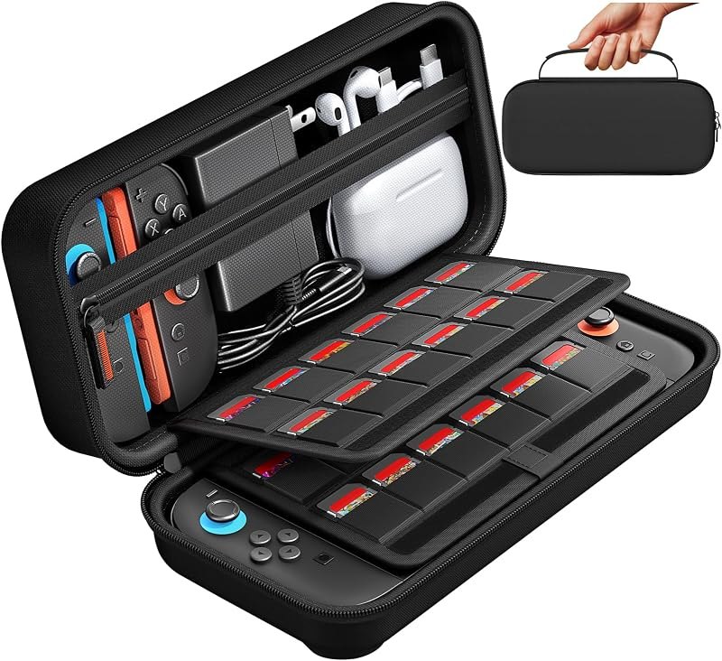 daydayup Switch Carrying Case Compatible with Nintendo Switch 2, with 24 Games Cartridges Protective Hard Shell Travel