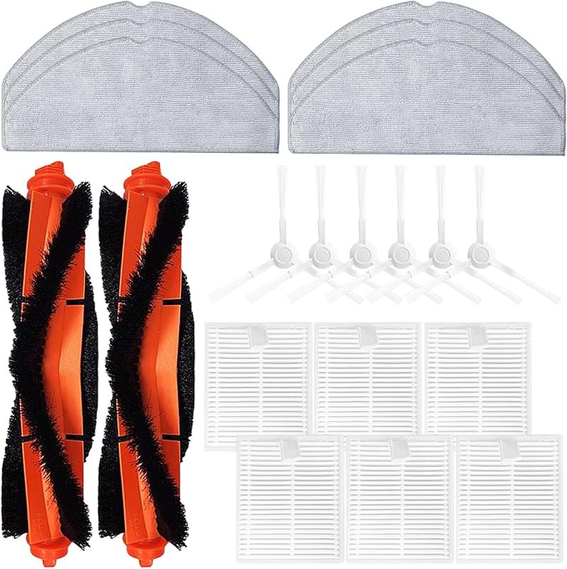Replacement Kit Accessories Compatible with Xiaomi Robot Vacuum S20/D106 Parts 2 Main brush 6 Side brushes 6 HEPA