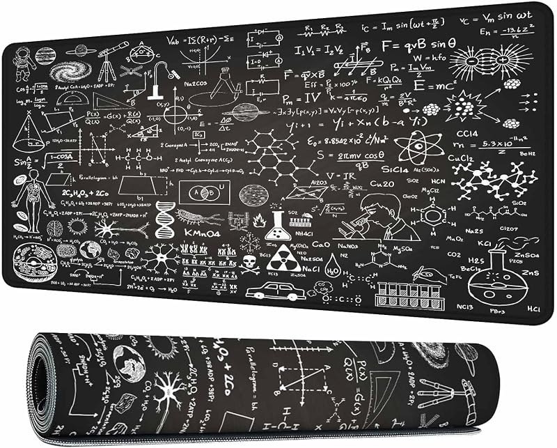 Science Formulas Mouse Pad Keyboard Mat Science Themed Classroom Style Artwork Large Gaming Mousepad for