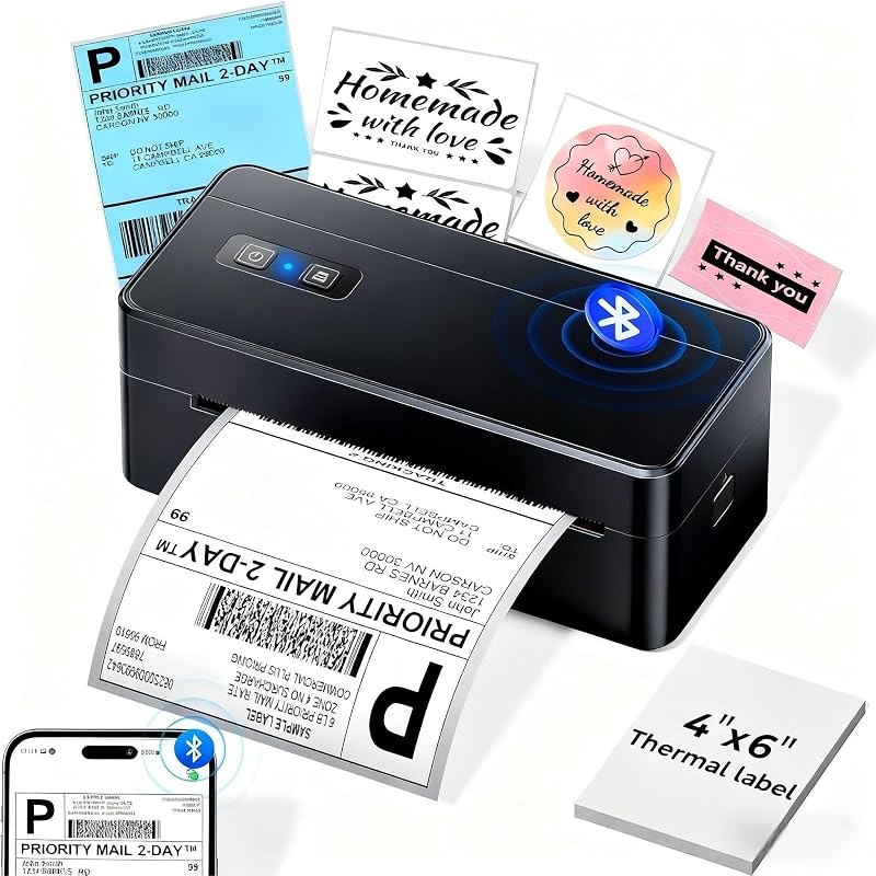 ASprink Bluetooth Shipping Label Printer, 4x6 Thermal Label Printer for Small Business, 2410-BT Thermal Printers