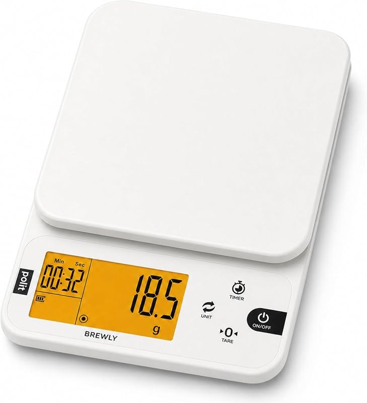 Polit Coffee Scale with Timer, 0.1g Espresso Scale for Pour Over, White