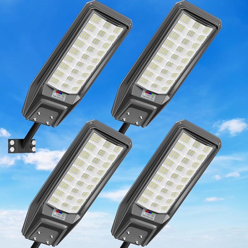 9500W Solar Street Light Outdoor Waterproof, 250000LM Large Commercial Light Solar Powered Dusk to Dawn LED Security