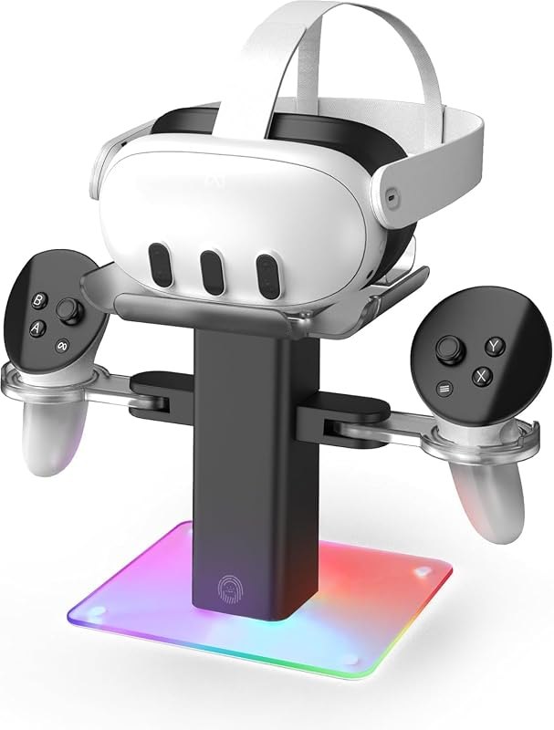 TicEaik Charging Display Stand Compatible with Quest 3s/ Quest 3/ Quest 2 VR Stand Holder, VR Headset Fast Charging