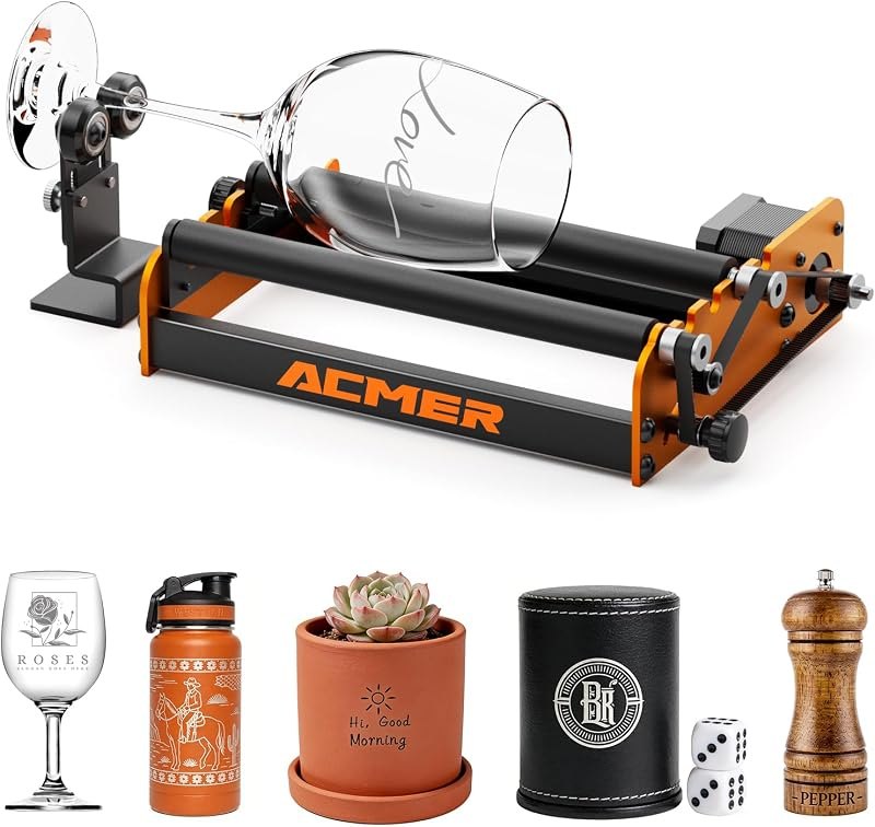 ACMER M2 Laser Rotary Roller for Laser Engraver Adjustable 4-138mm Diameter — laser rotary attachment amazon for laser