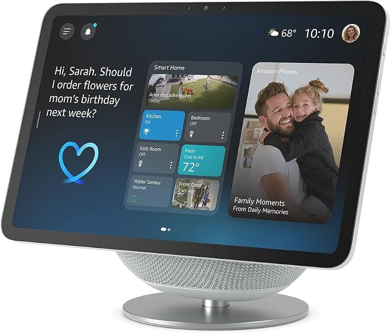 Adjustable Stand, Designed for Amazon Echo Show 8 & 11 (2025 releases, sold separately), Glacier White — amazon desk