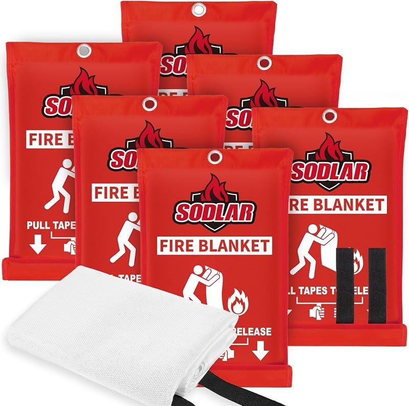 Fire Blanket Emergency for Home Kitchen - 6 Pack 40"x40" Fireproof Safety Protection Fiberglass Flame Retardant