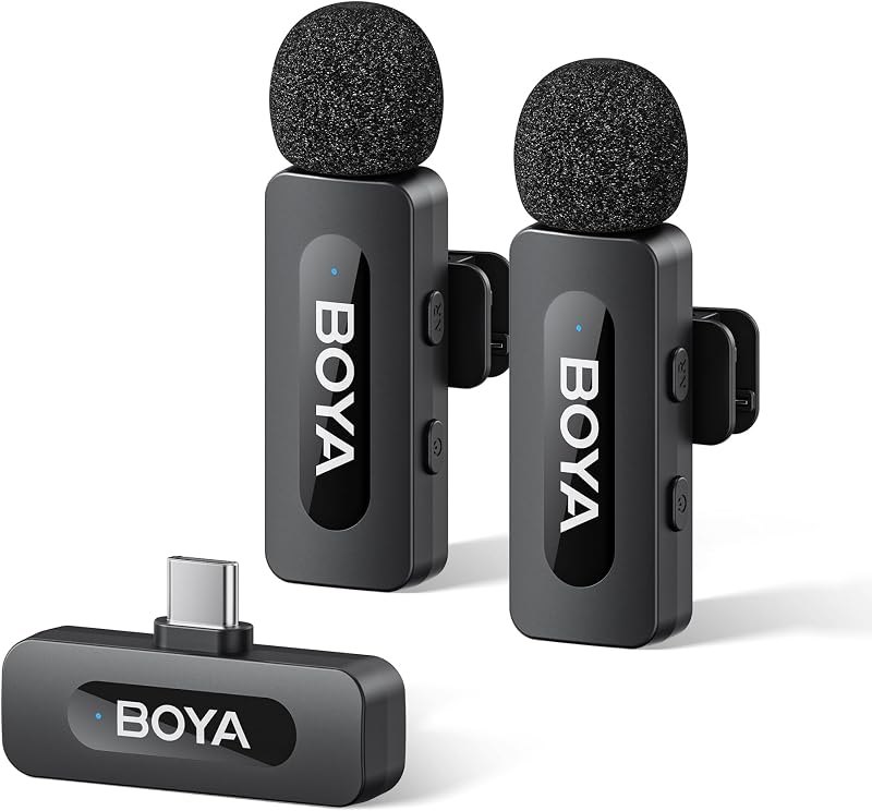 BOYA BY-V20 Wireless Microphones for iPhone 17/16/15 & Android/Laptop — best lavalier USB lapel mic for lavalier usb
