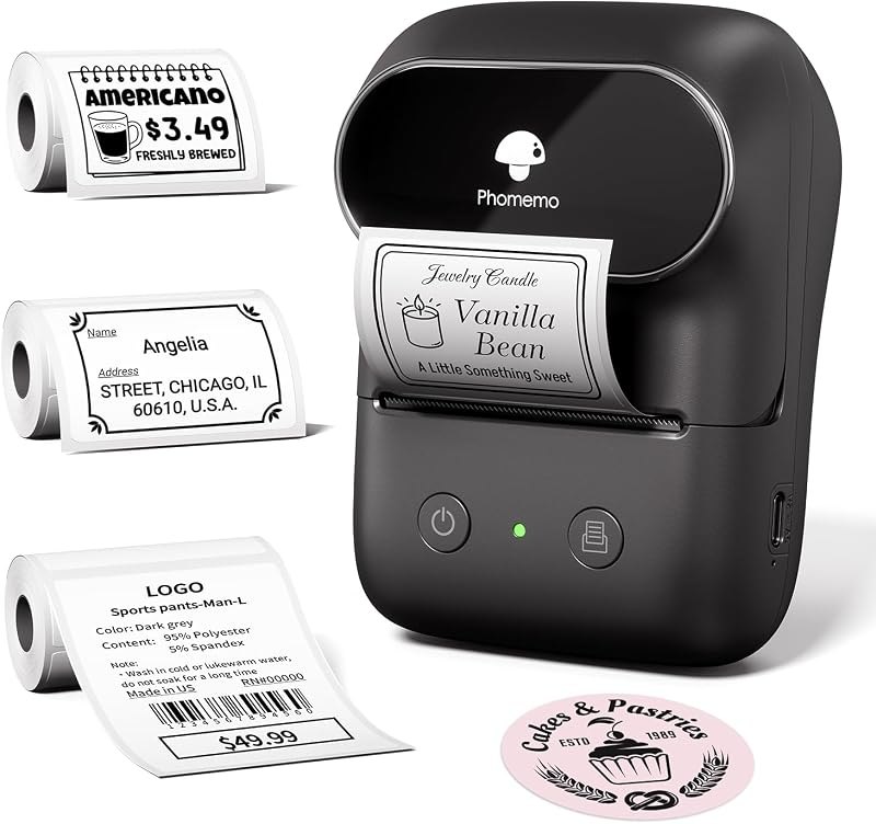 Phomemo Thermal Label Maker Machine with Tape (3 Rolls), Sticker Printer — Bluetooth label printer for bluetooth label