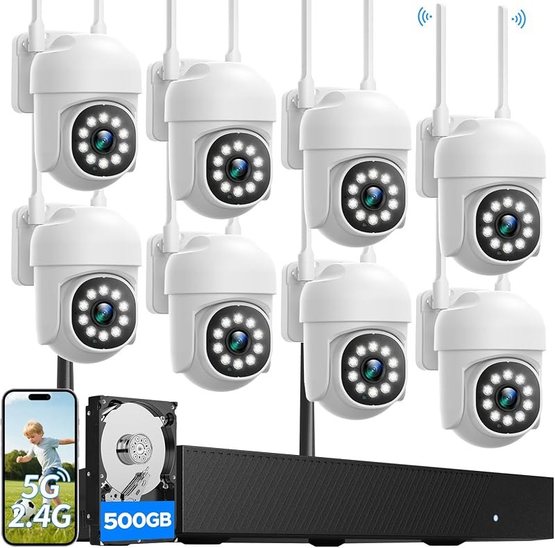 CAMCAMP Home Security Camera System 8pcs Security Cameras Wireless Outdoor — 360 Degree Cameras that store your m for