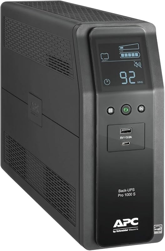 APC UPS 1000VA Sine Wave UPS Battery Backup & Surge Protector, Backup Battery Power Supply with AVR, (2) USB Charger