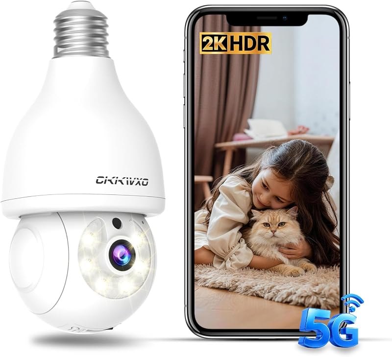 2K Wireless Light Bulb Camera, 2.4&5G WiFi Bulb Security Camera — Plugs, cameras, lights, and small ho for plugs