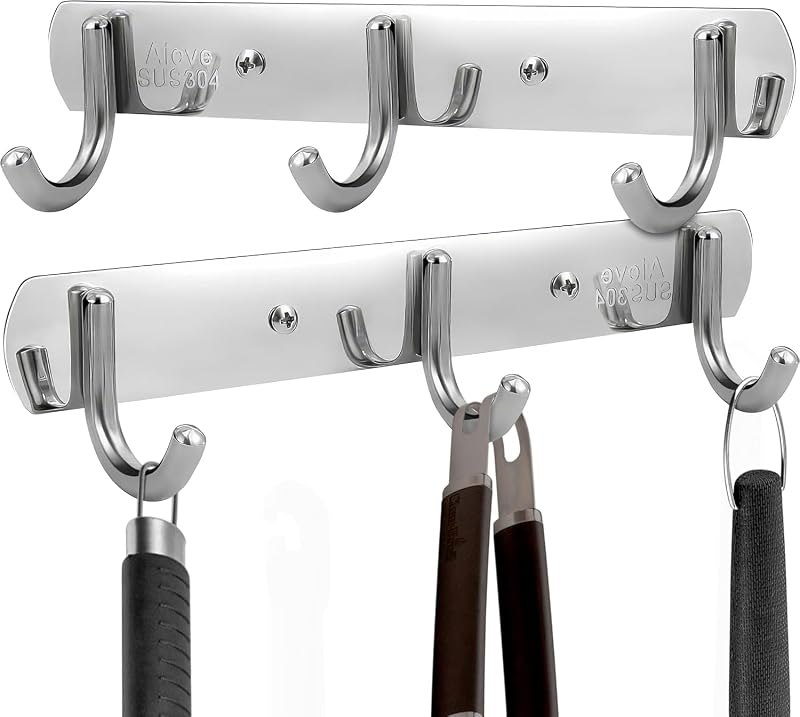 Grill Hooks for Utensils, Heavy Duty BBQ Utensil Rack with Screws - 2 Pcs — best bbq wall mount for bbq wall mount