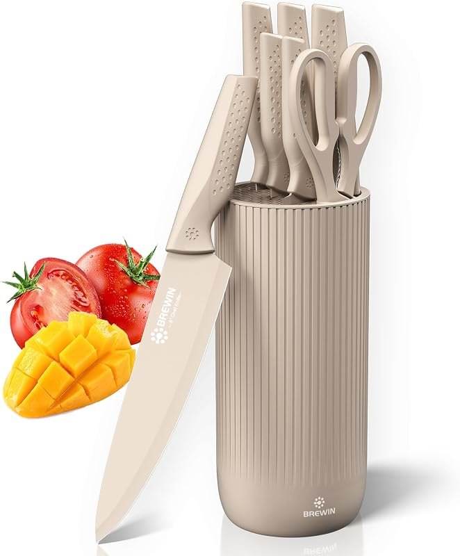 Knife Set, Brewin Kitchen Knife Set, Knives Set for Kitchen, Universal Knife Block, Utility Knife Block Set, New Home
