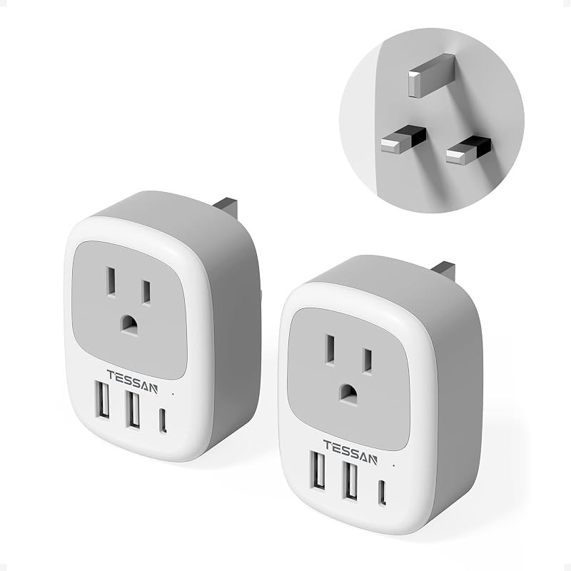 TESSAN 2 Pack UK Adapters for Travel, Ireland Plug Adapter — uk eu adapter for universal travel adapter usb