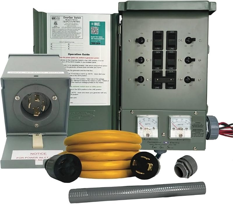 Connecticut Electric EmerGen Backup Power Manual Transfer Switch Kit - 30Amp 6-Circuit 7500 Watts (Transfer Switch